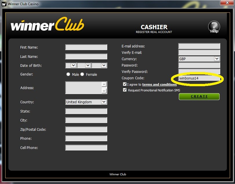 Free Winner Club Casino Bonus Code