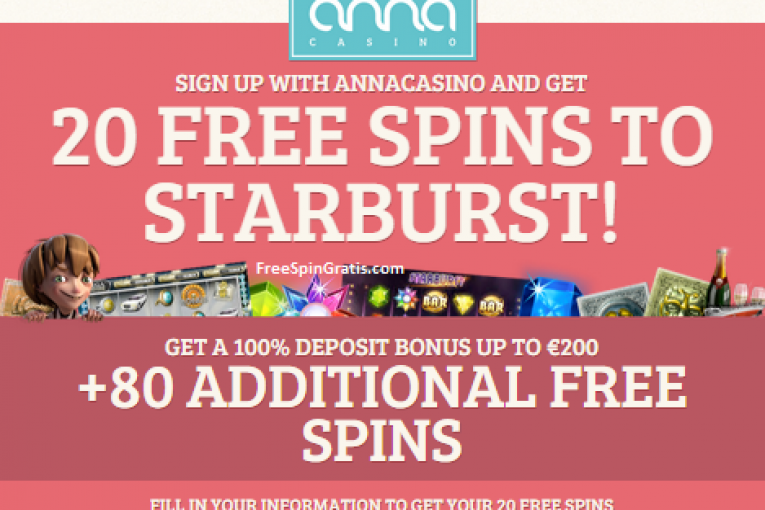 AnnaCasino - 20 free spins on Starburst no deposit