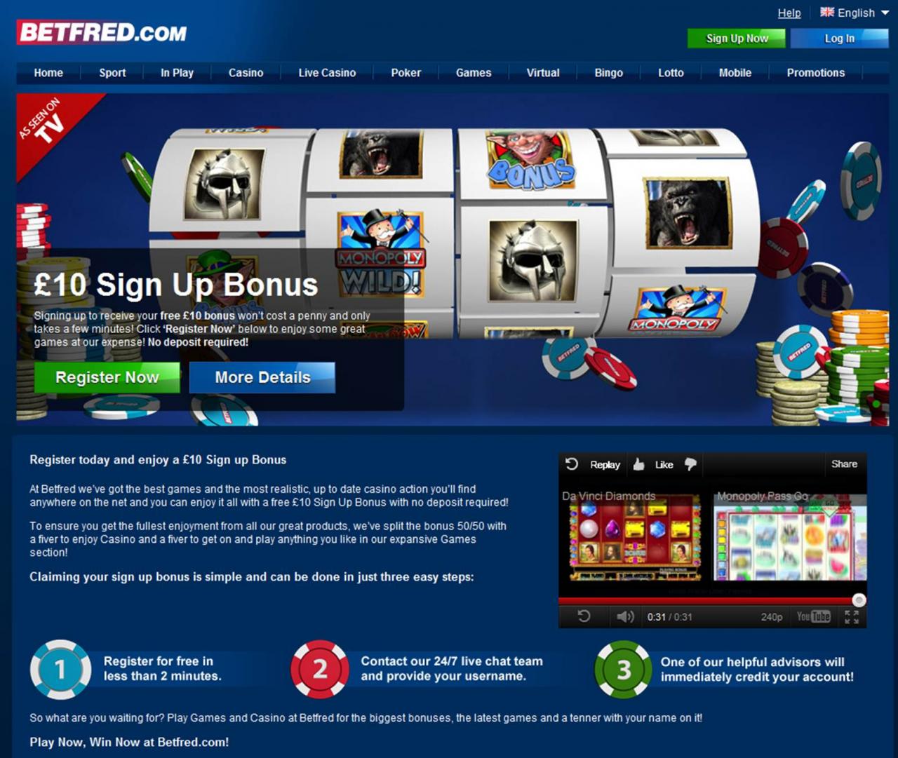 Claim £10 free no deposit required at Betfred games
