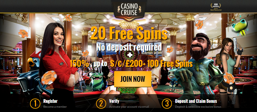 No deposit & No wagering: CasinoCruise – 20 Free Spins on Starburst