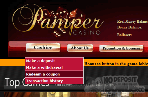 Pamper Casino Bonus Code